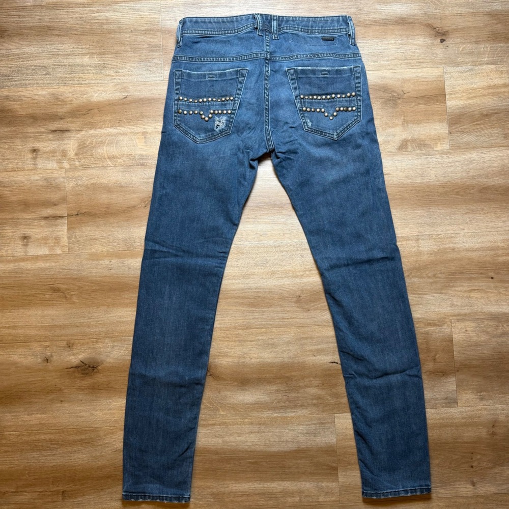 Diesel Thommer‎ Jeans Mens 29x32 Blue Slim Skinny Distressed Studded Denim 069GM